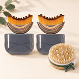 Two face brushes with cases and a free body brush