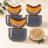 Three face brushes with cases and a free body brush